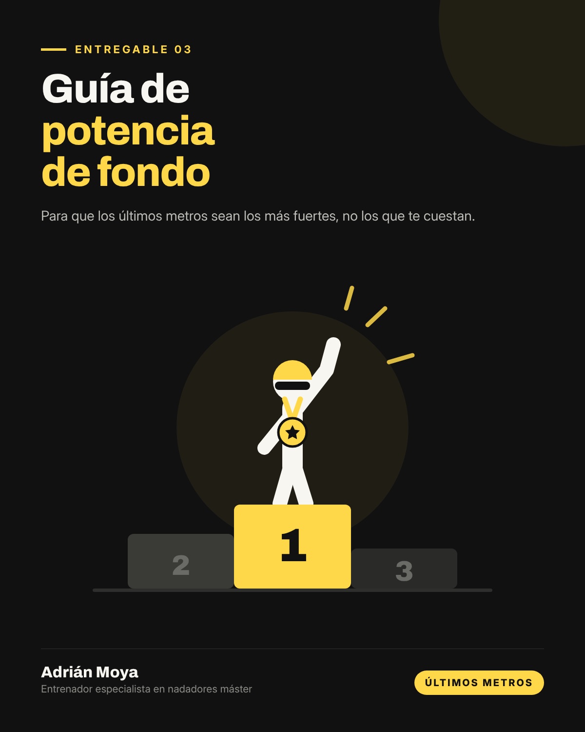 Portada de la Guía de potencia de fondo: nadador en el primer lugar del podio
